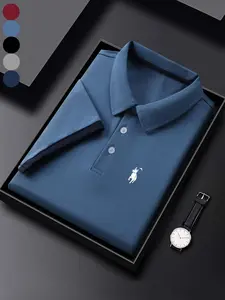 Men's Regular Fit Letter Print Polo Shirt, Casual Design Comfy Collared Top for Summer, Fashion Men's Clothes for Daily Wear, Shortsleeve Menswear, Casual Golf Polo, Breathable Menswear, Golf Polo Shirts