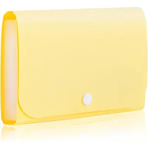 Expanding File Folder, Subdivision Accordion File Folder Mini Organizer PP Wallet for Cards,,Receipt,Tax Item or Changes,7x4.5 Inches,12 Pockets with Tabs and Check Case(Yellow)
