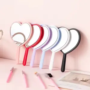Heart Shaped Handheld Mirror - Available in Multiple Colors for Stylish Makeup Application