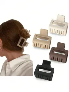Women's Square Plastic Hair Clips, 4pcs/1pc, Lightweight Design Fashion Accessories, Daily Outing Party Commute Vacation