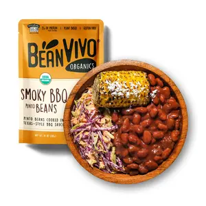 BeanVIVO Smoky BBQ Pinto Beans – Organic, Plant-Based, Protein-Packed Ready-to-Eat Beans Fiber Grain Natural