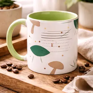 Mushroom abstract 11oz Ceramic Mug with Color Inside |Minimialistic mug design |Artistic tea mug |Abstract drinkware