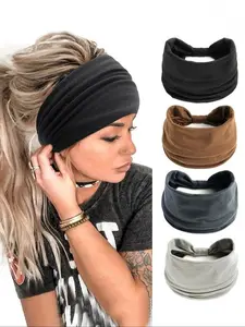 2025 New Style Solid Color Wide Band Hair Band, Sweat Absorbing Elastic Hair Band for Women & Girls, Minimalist Headwear Suitable for Thick Hair