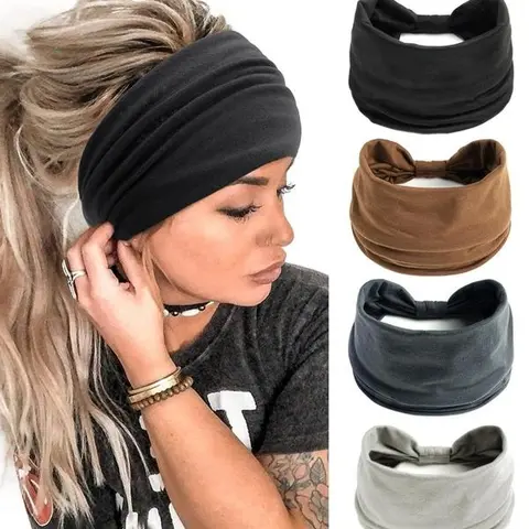 2025 New Solid Color Wide-Band Headbands for Women - Elastic Fabric, Minimalist Modern Casual, Sweat-Absorbing Headwear Suitable for Thick Hair, Elastic Bands Headbands