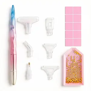Diamond Painting Tools Kit with Accessories, Crafts, Gradient Wave Design, Ergonomic Non-Slip Pen, 6 Multi-Function Tips, Portable Drill Plate, Ideal for Beginners, Hand Painting Set