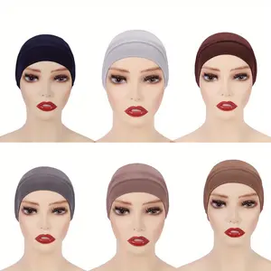 6 Pieces Inner Hijab Cap for Women Islam Muslim Turban Under Scarf Undercap Soft Jersey Bonnet Tube Cap