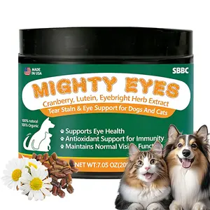 Pet Nutrition Supplement for Cats & Dogs — Helps prevent and eliminate tear stains; contains lutein, vitamins, herbal extracts, chicken flavor; healthy nutritional support; chewable tablets that reduce pigmentation/dark spots; hydrates the eyes; supports