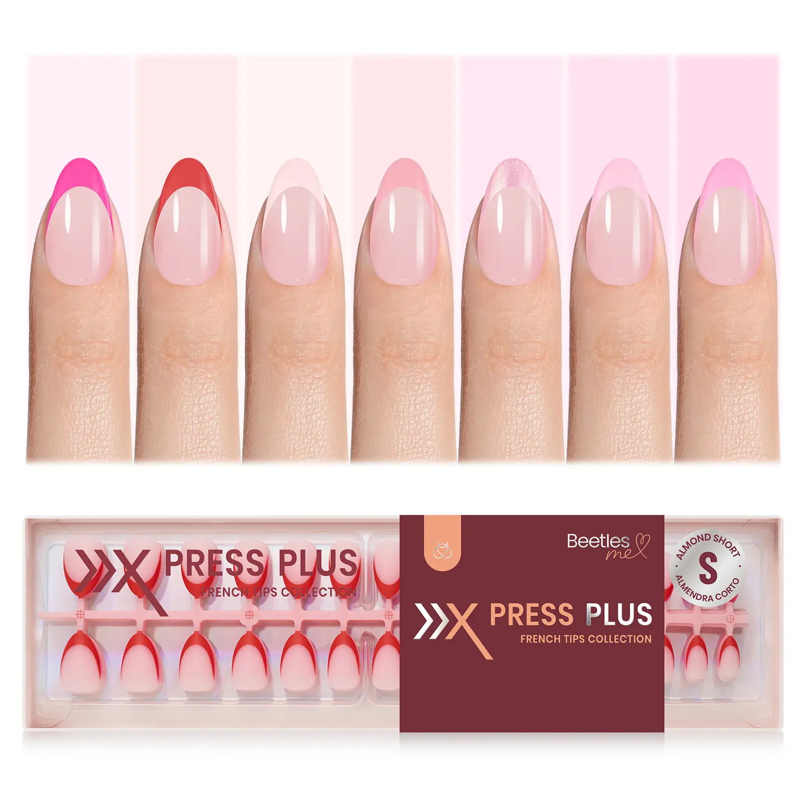 S-Almond-224PCS-Pink French Tips