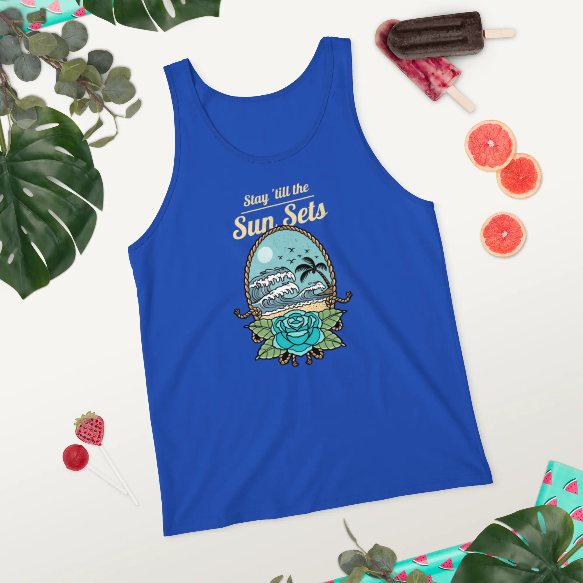 Good Vibes Skate and Apparel Sunsets Tank - Medium Size 100% Combed & Ringspun Cotton Classic Graphic Tee for Adults