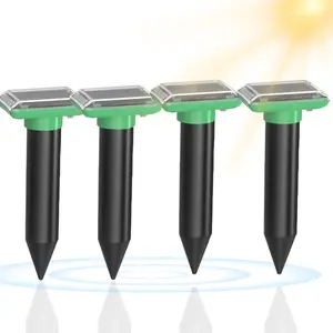 4pcs Ip66 Ultrasonic Pulse Mouse Repeller Solar Powered, Rodent Repeller, Deter Gophers Mice Snakes, Suitable for Outdoor Gardens Yards Vegetable Fields