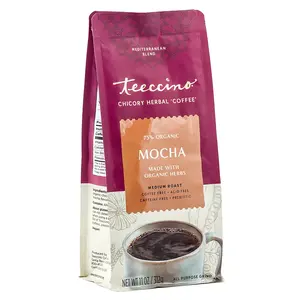 Teeccino Mocha Chicory Herbal Coffee 75% Organic 100g Made with Organic Herbs, Medium Roast, Coffee Free ALC & pH 4.2 - Beverage
