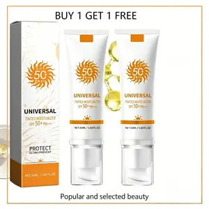 [BUY 1 GET 1 FREE]Tinted Sunscreen For Face SPF 50 PA+++, 2 PCS Universal Protector Solar 50 Moisturizer, Hydrating Sun Essence Face Sunscreen, UV Defense, Travel Size, 50ml Mild