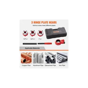 VEVOR Ratchet Pipe Threader Kit, 1/2 NPT, 3/4 NPT, 1 NPT Manual Ratcheting Pipe Threader, Portable Pipe Threading Tool Set with 3PCS NPT Dies, Storage Case for Galvanized Aluminum Iron Copper Pipes