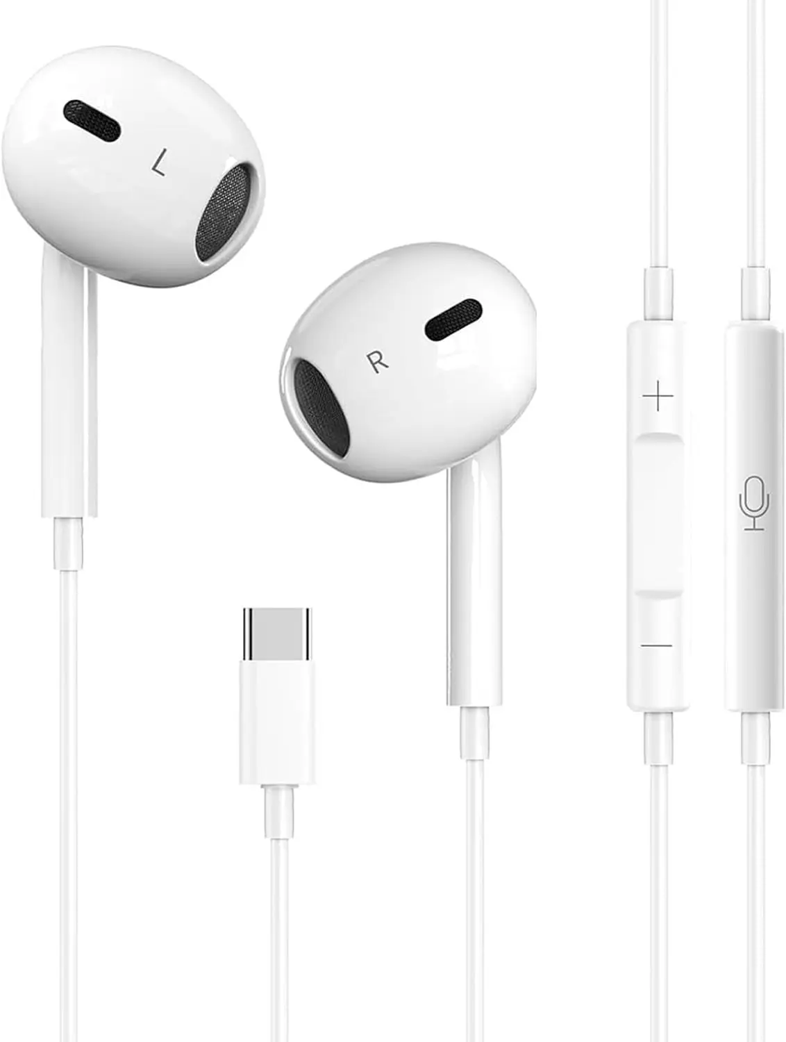Type-C Wired Earphones with Mic, Volume Control, Lightweight Design – Hi-Fi Clear Sound In-Ear Headphones, Plug & Play for Music & Calls, Comfortable Fit for USB-C Devices
