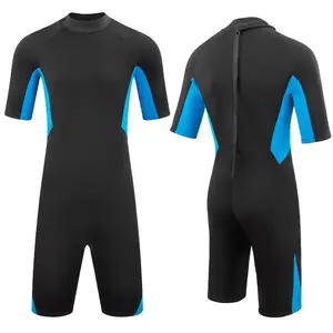 Men's 3mm Neoprene Short Sleeve One-Piece Dive Suit, Back Zipper Snorkeling Swimming Kayaking Wetsuit, Summer Water Sports Equipment