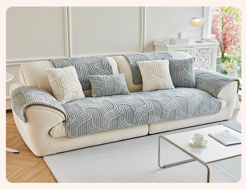 Bepatio 1 Count Jacquard Sofa Cover 1-4 Seat, Solid Color Ultra Soft Slipcover for Stain, Pet Hair & Dustproof, Machine Washable Anti-Slip Bench Couch Cover, Pet Friendly Sofa Towel Mat for Living Room, Dormitory, Hotol