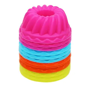 Silicone Pudding Cupcake Muffin Donut Mold, 12pcs/set Non-stick Baking Jelly Mould, Thread Shape Baking Mold for Home Kitchen, Silicone Muffin Pan