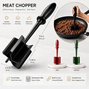 1PC Premium Meat Chopper & Ground Beef Masher – Heat Resistant Hamburger Meat Shredder, Non Stick Meat Crusher for Ground Beef, Turkey, Chicken & Burger Cooking