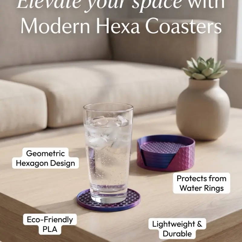 Decorative Durable Hexa Coasters (Set of 6) for Table, Wedding Home Goods, Home Decor Supplies