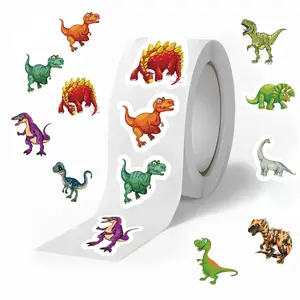 Cartoon Dinosaur Pattern Sticker (500pcs/roll), Self-adhesive Sticker Label Roll, Envelope Gift Bag Seal for Party Supplies, Small Business, Birthday Party