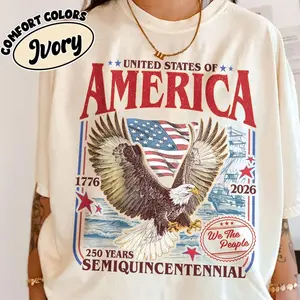 Comfort Colors America 250th Anniversary Shirt, We The People Patriotic Eagle American Flag T-Shirt, 1776 - 2026 USA Flag Semiquincentennial