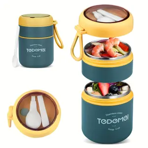 1 Pc 24.01oz Stainless Steel Insulated Food Jar With Foldable Spoon, Leak-Proof Airtight, Stackable Space-Saving Dishwasher Safe, Portable For Students Office Workers