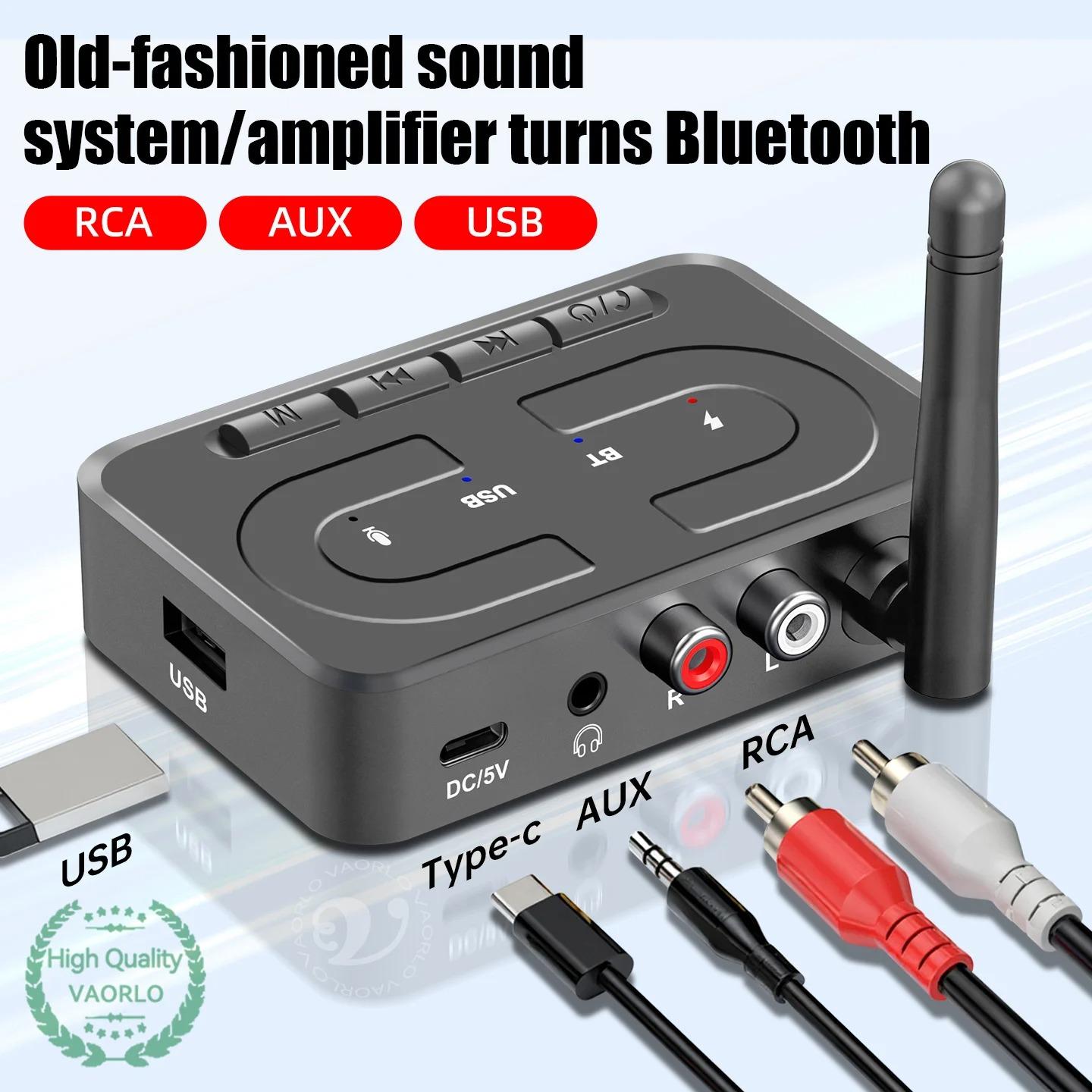 Bluetooth 6.0 Audio Receiver 3.5mm AUX RCA With Mic HIFI Stereo Wireless Adapter Support USB U-Disk For Car Speaker Amp