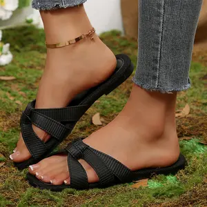 Women's Bow Knot Flats Sandals Open Toe Slip On Slide Slipper Indoor Outdoor Shoes