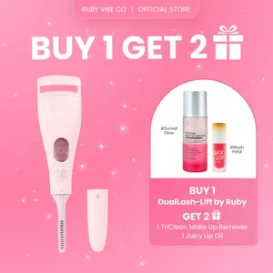 [RUBY VIBE CO] DualLash-Lift Heated Lash Curler & Defining Wand RVC01 Portable Travel-Friendly Pink Fast Heating Tool