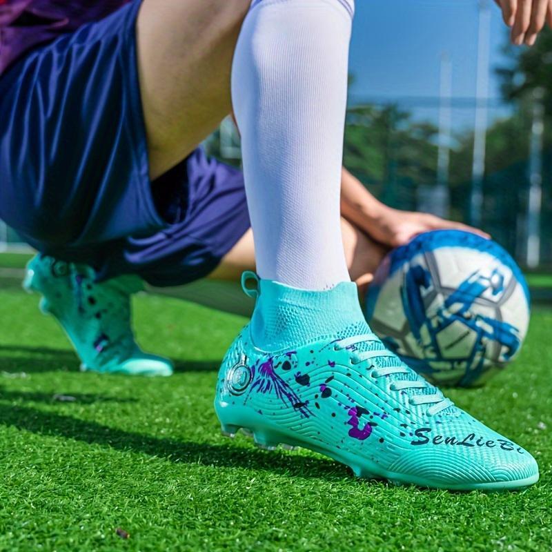 Youth Soccer Cleats High-Top Long Studs Training & Match Sports Shoes, Non-Slip, Abrasion-Resistant PU Upper, Fabric Inner, TPU Sole, Lace-Up Closure, with Camouflage Pattern for Boys, Suitable for Ages 14+, All-Season