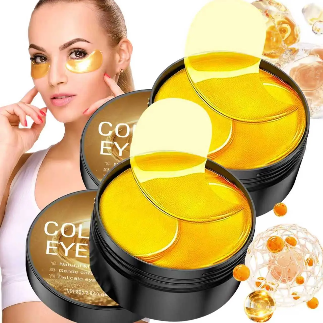 120pcs Collagen Eye Masks, Collagen Eye Patches, Strong Hydrating, Smooths and Tightens Skin, Glossy Finish, Suitable for All Skins, Eye Care, Hydrating Eye Treatments