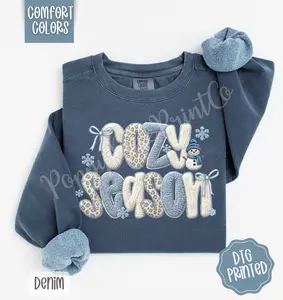 FAUX Knit Cozy Season Comfort Colors Sweatshirt, Trendy Women's Crewneck