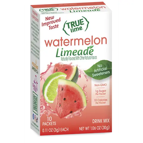 True Lime Watermelon Limeade Drink Mix | 10 Cal | No Artificial Sweeteners | Non-GMO Stick Packets
