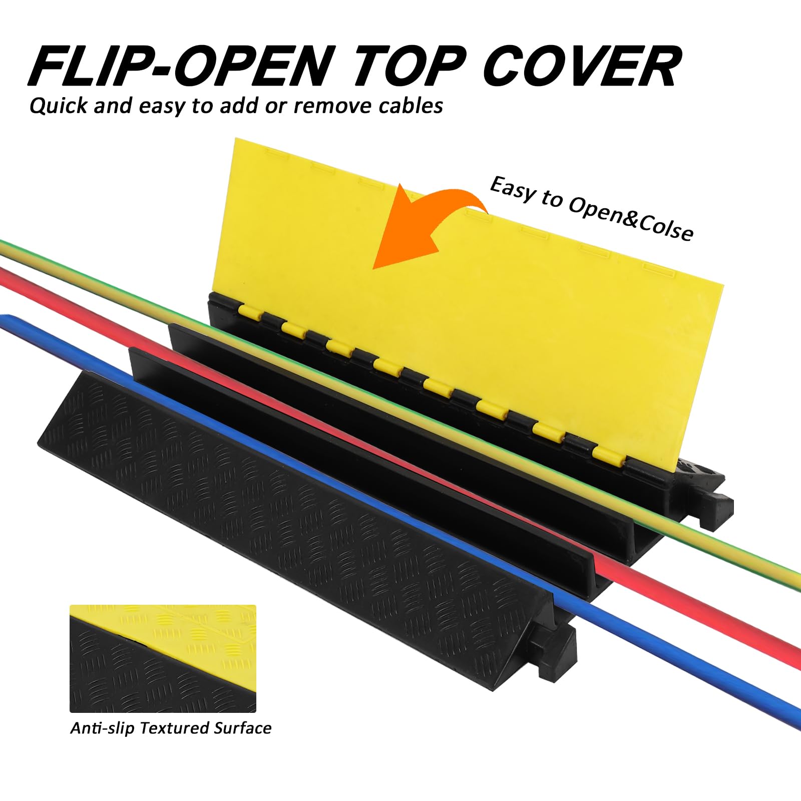【GARVEE】Heavy Duty Rubber Cable Protector Ramps with Multiple Channels, Load Capacity up to 28000 lbs, Suitable for Driveway, Indoor and Outdoor Use, Protects Wires, Cables, and Hoses, Available in 1 or 3 Pack Options
