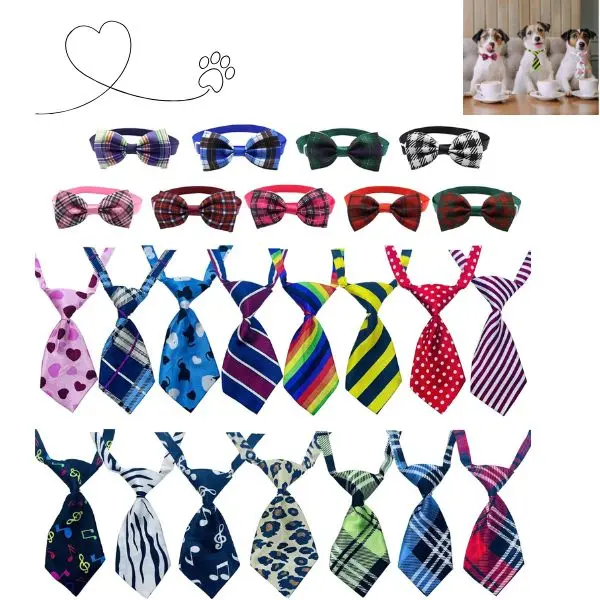 24PCS Adjustable Dog Neckties, Pet Tie Set for Small & Medium Dogs, Puppy & Cat Bow Tie Accessories, Dog Birthday Outfit, Wedding, Holiday, Party & Grooming Accessories