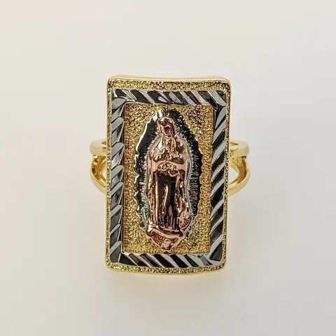 Plated Tri-Color Virgin Mary Ring