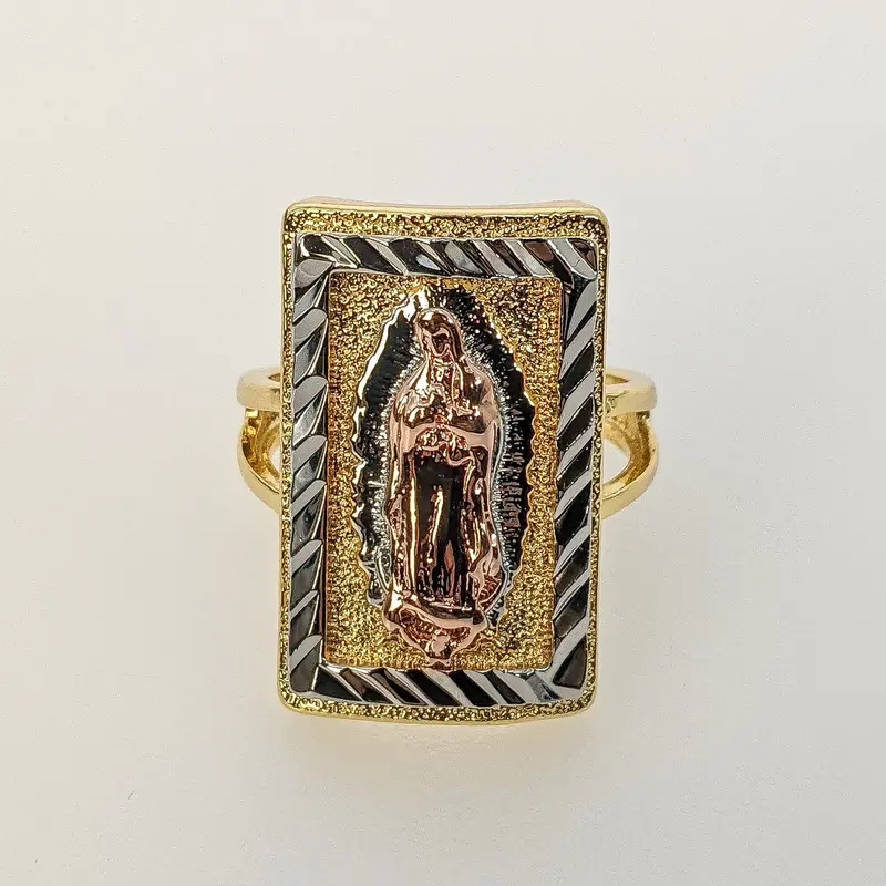 Plated Tri-Color Virgin Mary Ring