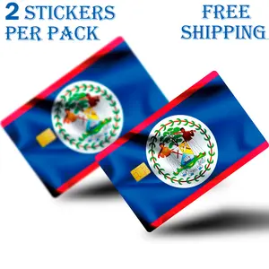 Belize Flag Holographic 2PCS Credit Card Skin & Debit Card, Trolley & Gym Stickers for Small Chip