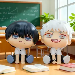 Anime Q Version Sitting Pose Male Figure, Dual Style, Desktop Decor Ornament, Collectible Figurine, Home Decoration, Cute Collectible Figurines, Collectible Figures