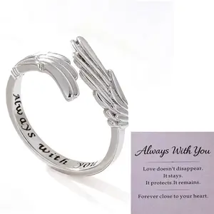 Angel Wings Ring with Engraving, Couple Rings for Men and Women, New Index Finger Ring