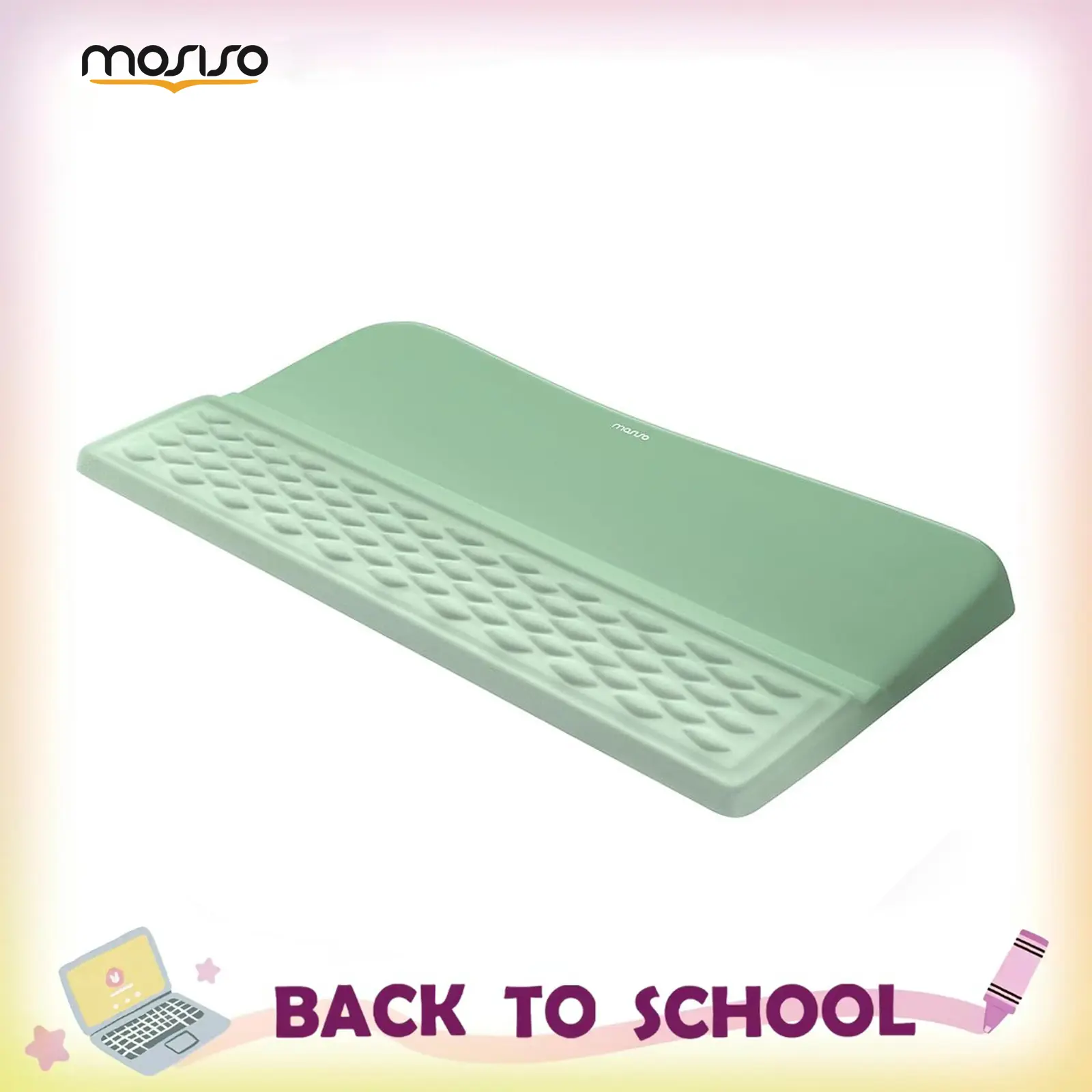 MOSISO Ergonomic Keyboard Stand with Bead Texture Massage Memory Foam Wrist Rest, Stable Nonslip Surface, Pain Relief, Easy Typing Support, Computer Accessory for Home Office Work