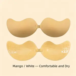 Thin Breathable Silicone Bra Pads Invisible Mango Shape Breast Inserts Reusable Non Slip Push Up Gathering Breast Enhancer Soft Sponge Bust Pads For Wedding Dress Evening Gown Strapless Outfit Daily Party Wear