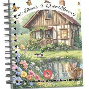 Soft Blooms & Quiet Moments Coloring Book. A Spring Coloring Book for Adults. Bold and Easy along with Detailed pages.