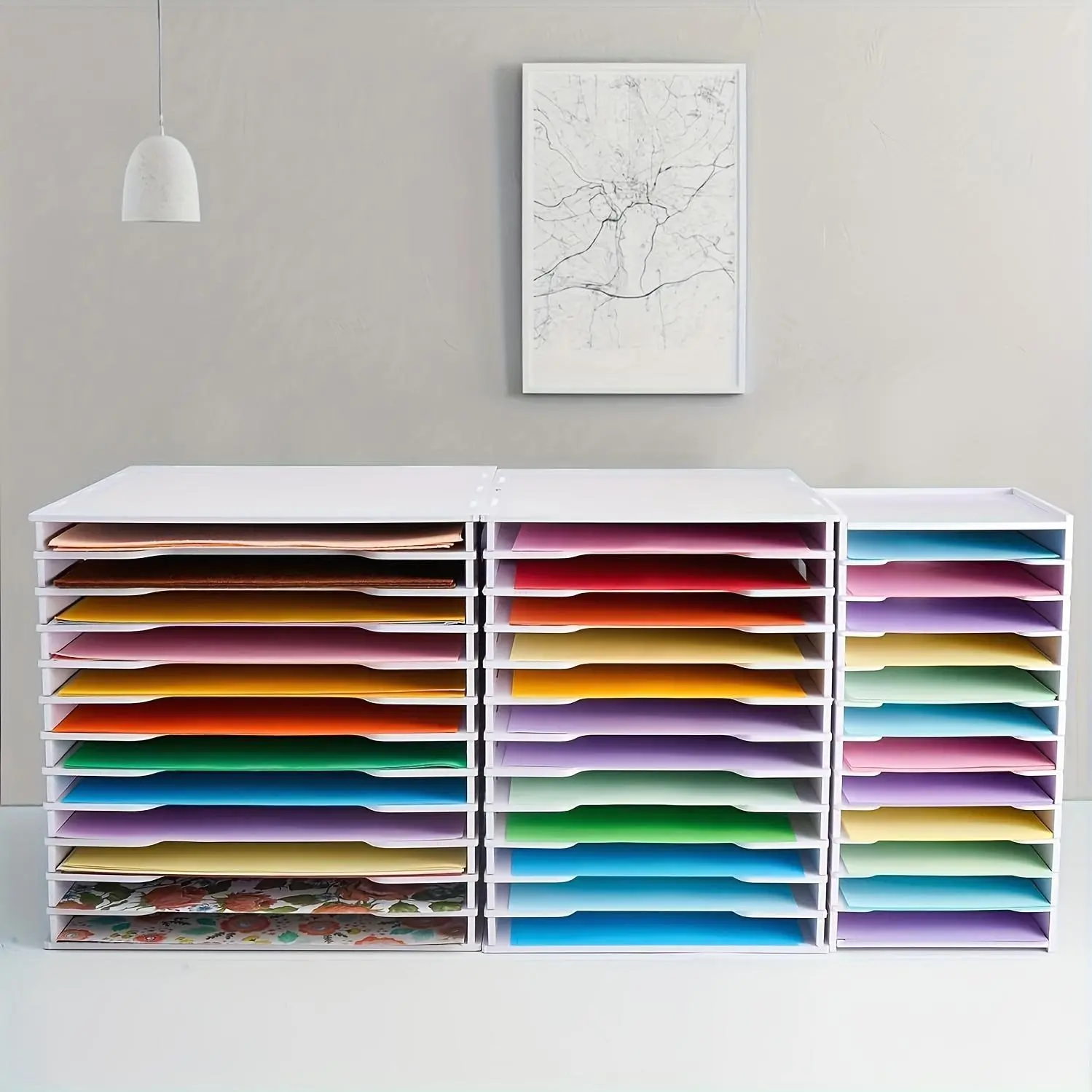 Multi-Size Scrapbook Paper Organizer, 12-Tier File Sorter Storage Folder, Desktop Scrapbooking Paper Rack, Suitable for Home Office, Large/Medium/Small Size, Scrapbooking Storage