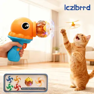 LCZLBRRD Cat Fetch Toy Launcher Gun,Octopus Interactive Pet Toy with Flying Discs, Automatic Spinning Top Launcher for Cats & Dogs, Indoor Outdoor Exercise Training Tool, Fun Boredom Relief Gift