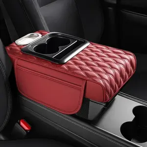 Universal Car Interior Organizer Advanced Console Cover PU leather with Multi-Functional Storage Cup Holder Phone Slot Tissue Storage Dual-Side Pocket Scratch-Resistant Protection