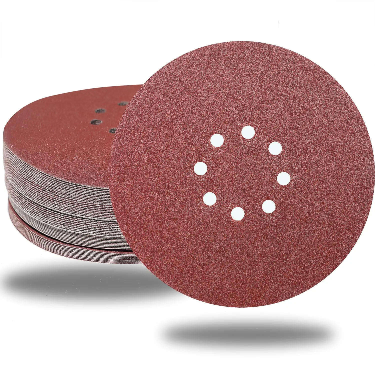 50 count 9 Inch 8 Hole 120 Grit Drywall Sanding Discs, 9" High-Performance Sandpaper Discs with Hook & Loop Backing, Fast  Aluminum Oxide Abrasive for Drywall Power Sander,
