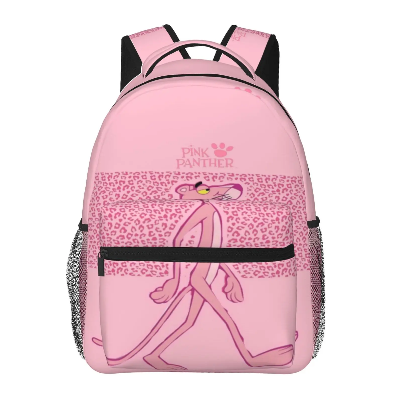 Pink Panther Full Print Large Capacity School Backpack for Daily Commute Weekend Trip Hiking, Cartoon Casual Merch Laptop Daypack Shoulder Bag for Kids Women Men & Gift Giving