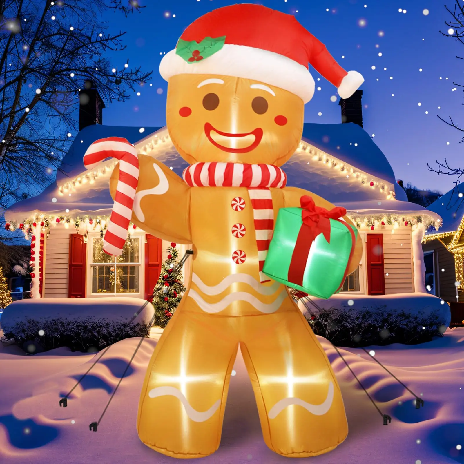 8FT Christmas Inflatable Outdoor Decoration, Christmas Inflatables Gingerbread Nutcracker Christmas Blow Ups with LED Lights, Inflatable Christmas Decorations Outdoor for Xmas Lawn Yard Decor