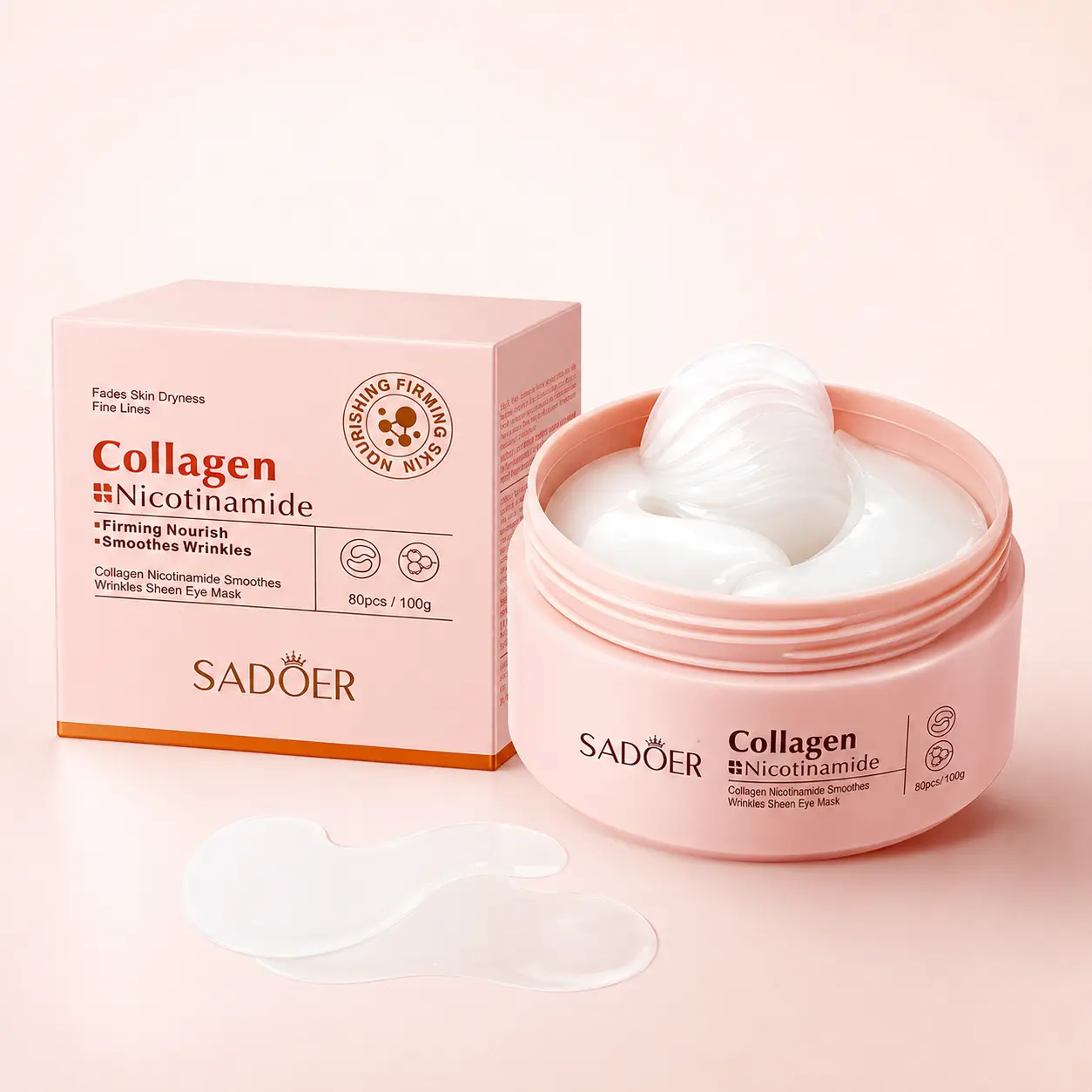 Collagen Niacinamide Hydrogel Under Eye Patches - 80 Pcs, Deep Hydrates Delicate Area, Cooling Gel Pads for Tired Appearance, Daily Skincare Self Care